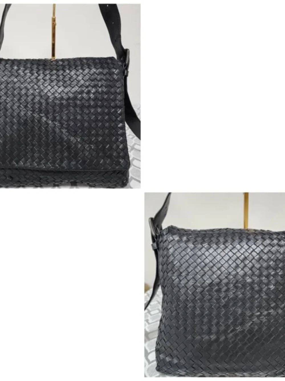 Authentic BOTTEGA VENETA Nappa Intrecciato Messenger Bag Black